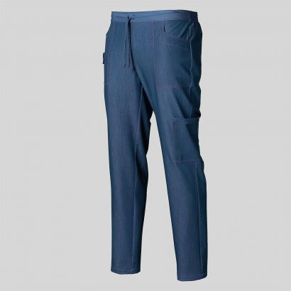 Pantaloni unisex con mezzo elastico sul retro in vita e coulisse elastico per regolare.